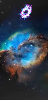 Vibrant nebula space wallpaper with stunning cosmic colors.