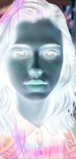 Vivid negative art wallpaper featuring a glowing face.