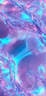 Vibrant neon abstract art with purple and blue hues.