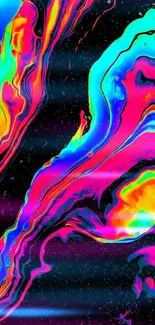 Vibrant neon abstract art mobile wallpaper with swirling colors.