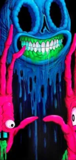 Surreal neon creature art with vibrant colors.