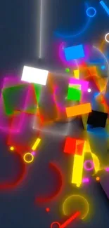 Colorful neon abstract geometric art wallpaper.