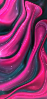 Vibrant neon abstract mobile wallpaper with pink and black swirls.