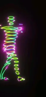 Colorful neon spiral abstract design on a black background.