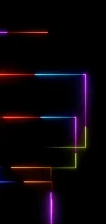 Colorful neon lines on a black background.