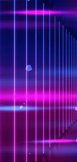 Abstract neon wallpaper with vibrant blue and pink lines in a dynamic pattern.