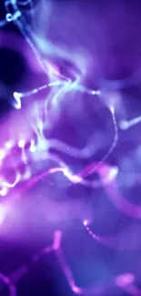 Neon abstract wallpaper with purple and pink swirling lights.