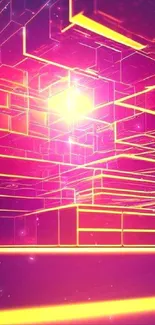 Vibrant neon abstract wallpaper with glowing geometric shapes.