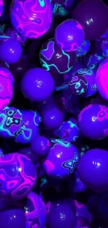 Vibrant neon abstract wallpaper with colorful spheres.