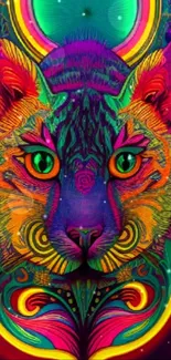 Neon colored animal art mobile wallpaper.