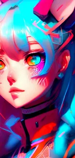 Neon anime character wallpaper with vibrant colors and striking design.