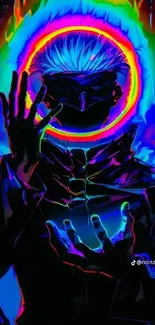 Neon anime character with vibrant aura