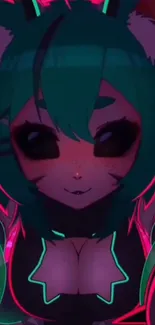Neon anime character with glowing accents