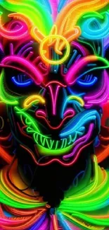 Vibrant neon art wallpaper with intricate patterns and bright colors.