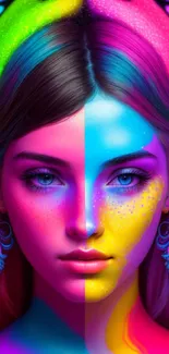 Colorful neon portrait wallpaper with vibrant hues.