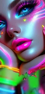 Vibrant neon art wallpaper showcasing colorful, glowing design.