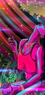 A colorful neon art wallpaper with vibrant hues and surreal design.