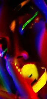 Vibrant neon abstract art with colorful lights.