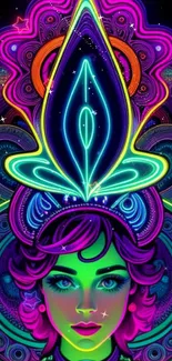 Vibrant neon art wallpaper with psychedelic design.