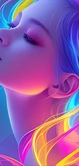 Colorful abstract neon portrait wallpaper