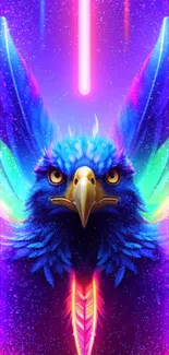 Vibrant neon colored bird wallpaper for mobile with a striking eagle design.