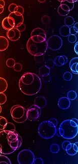 Dynamic neon bubble wallpaper with vibrant colors.