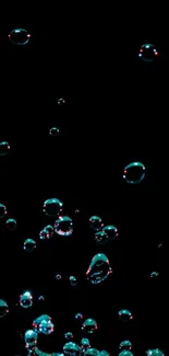 Neon bubbles on a dark black background, bursting with color.