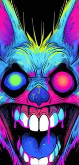 Vibrant neon animal face in surreal colors