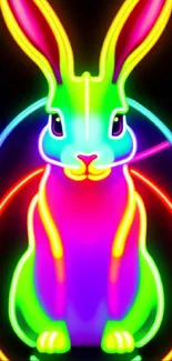 Vibrant neon bunny wallpaper with colorful design.