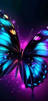 Neon butterfly wallpaper with vibrant colors and glowing effects.