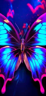 Vibrant neon butterfly art with vivid colors and intricate design.