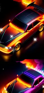 Vibrant neon car wallpaper with dynamic colors and design.