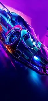 Vibrant neon car art wallpaper with striking colors.