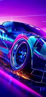 Vivid neon car wallpaper with futuristic design.