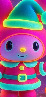 Vibrant neon cartoon character with a colorful design.