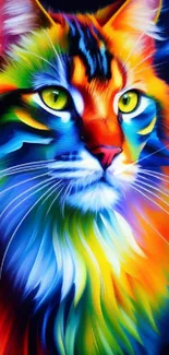 Neon cat artwork with vibrant colors.