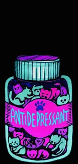 Neon cats antidepressant themed wallpaper.