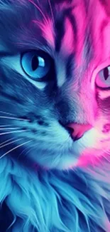 Neon-infused cat with vibrant colors