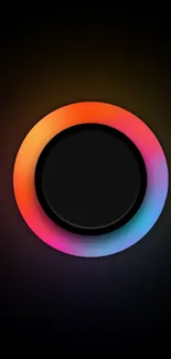 Vibrant neon circle on a black background wallpaper.