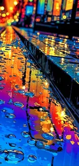 Neon city landscape with vibrant reflections on water.