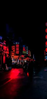 Vibrant neon cityscape wallpaper with glowing signs.