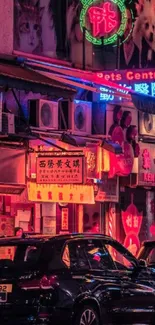 Vibrant neon cityscape with glowing signs and bustling streets at night.