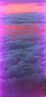 Neon cloudscape with vibrant pink and blue hues, perfect for a mobile wallpaper.