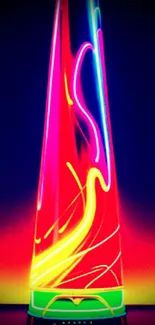 Vibrant neon cone with colorful LED lights in dynamic display.