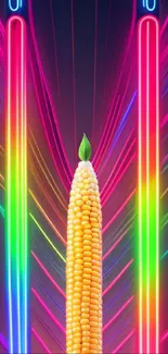 Neon-lit corn with vibrant colors and futuristic appeal.