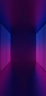 Purple and blue neon corridor with vibrant lighting.