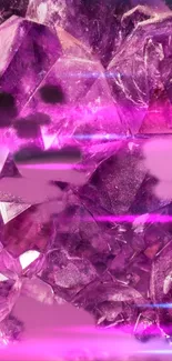 Neon pink crystal abstract wallpaper with vibrant design.