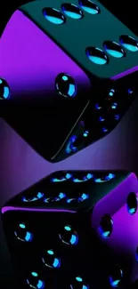 Colorful black and purple neon dice image for phone wallpaper.