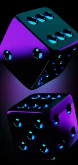 Glowing neon dice on a dark background.