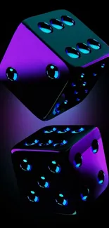 Vibrant neon dice on black background wallpaper.